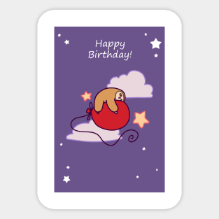 Happy Birthday Cloud Balloon Sloth Sticker